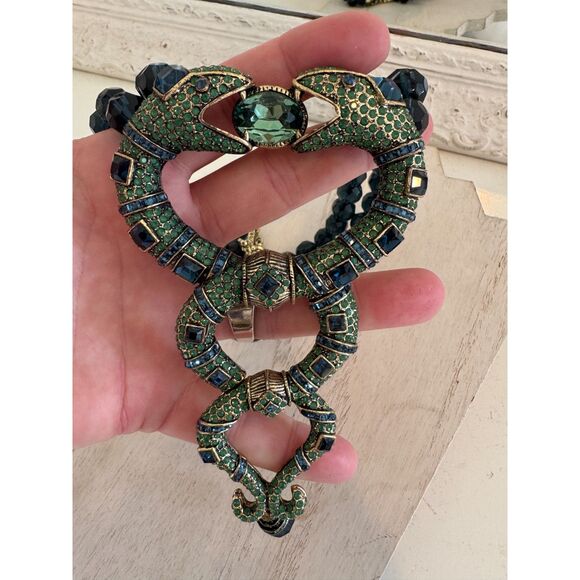 Heidi Daus Snake Spellbinding Crystal Double Strand Serpent Necklace Rare!! - Picture 4 of 6